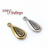 Large 24x10mm Carved Drop Pendant Charm
