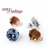 Square 12mm Earring Setting fit European Crystals 4470
