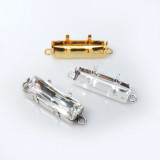 Baguette 24x8mm Connector Fit European Crystals 4547-Shiny Silver