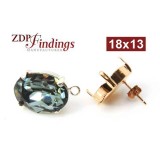 Oval 18x13mm Bezel Post Earrings Fit European Crystals 4120