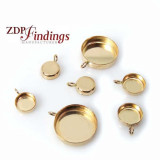 Gold Filled Round Bezel Cup Tray Pendant-6mm