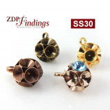 Round Ball Pendant Setting Fit 6 pcs European Crystals SS30