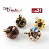 Round Ball Pendant Setting Fit 6 pcs European Crystals SS24