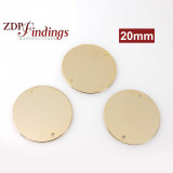 Round 20mm Shiny Gold Plated Flat Tag Disc