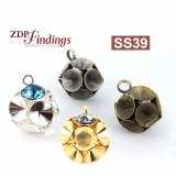 Round Ball Pendant Setting Fit 6 pcs European Crystals SS39-Shiny Gold