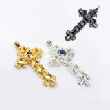 60x22mm Cross Setting Pendant Fit European Crystals SS39, SS24-Shiny Gold