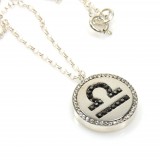 Libra  Zodiac Charm Silver 925 Rhinestone Pendant Necklace