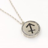 Sagitarius Zodiac Charm Silver 925 Rhinestone Pendant Necklace