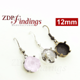 Square 12mm Bezel Setting Earrings fit European Crystals 4470 