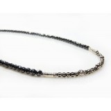 Sterling silver 925 Necklace with Natural Hematite,Laser Cut Silver Beads 