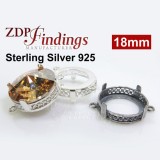 1122 18mm Shiny Silver 925 Crown Bezel