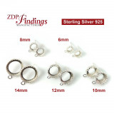 Earring Bezel Crown with post and loop 