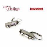 21x7mm Baguette Bezel Kidney Wire Earrings, Nickel Plated 