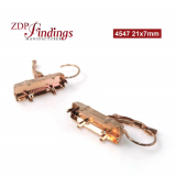 21x7mm Baguette Bezel Earrings Fit European 4547 Crystal, 14k Rose gold Plated