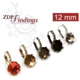 12mm 4470 European Crystals Lever back Rhinestone Earrings