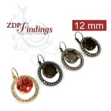 12mm 4470 European Crystals Lever back Rhinestone Earrings