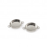 8x6mm Oval 925 Sterling silver Bezel Cup Connector