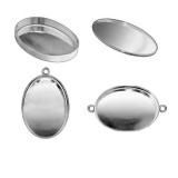 14x10mm Oval 925 Sterling silver Bezel Cup Connector