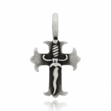 Cross and sword pewter pendant 40mm