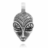 Alien with cannabis eyes pewter pendant 40mm