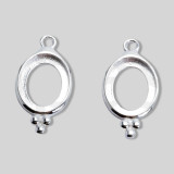 Sterling Silver 925 Oval Bezel Pendant with Loop