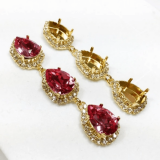 Pear Shape 14x10mm Rhinestone Gold Plated Dangle Earrings Fit European 4320 Crystal