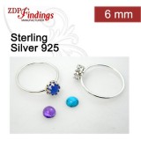 6mm Round Ring Base Shiny Sterling silver 925, Choose your ring size.