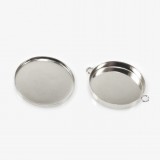 20mm Round 925 Sterling silver Bezel Cup Connector