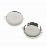 30mm Round 925 Sterling silver Bezel Cup Connector