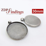 Round 30mm Antique Silver Plated Base