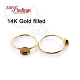7mm Round Bezel on Ring,  Gold Filled. Choose your size.